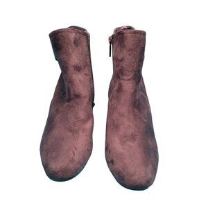 Impo Giovanna Women's Burgundy Suede Wedge Ankle Boots With Zipper Closure